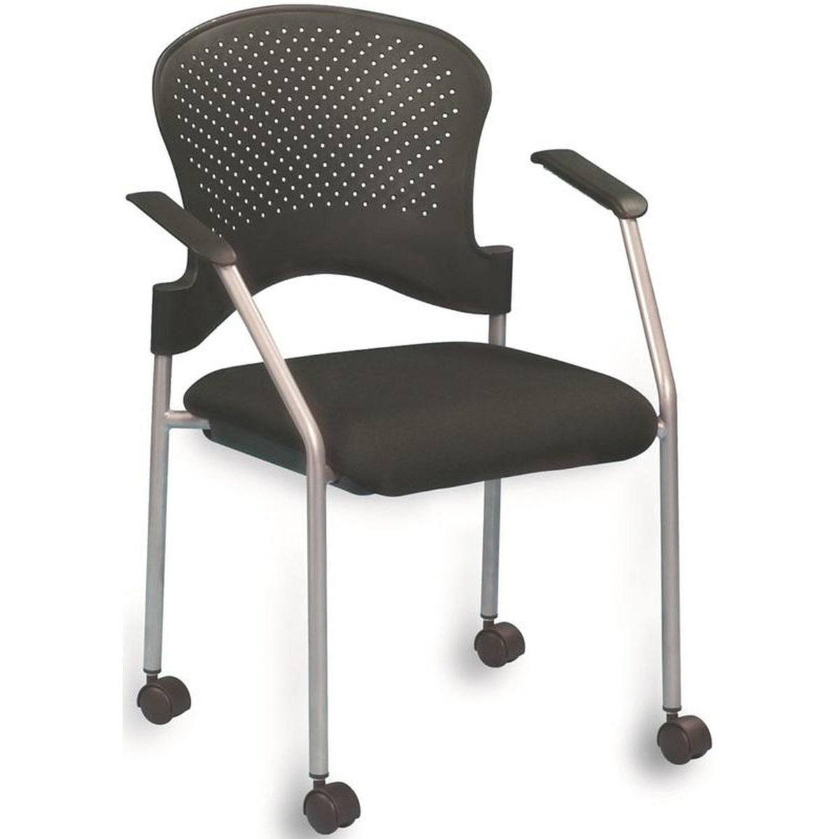 Black Grey Side Chair with Casters W880