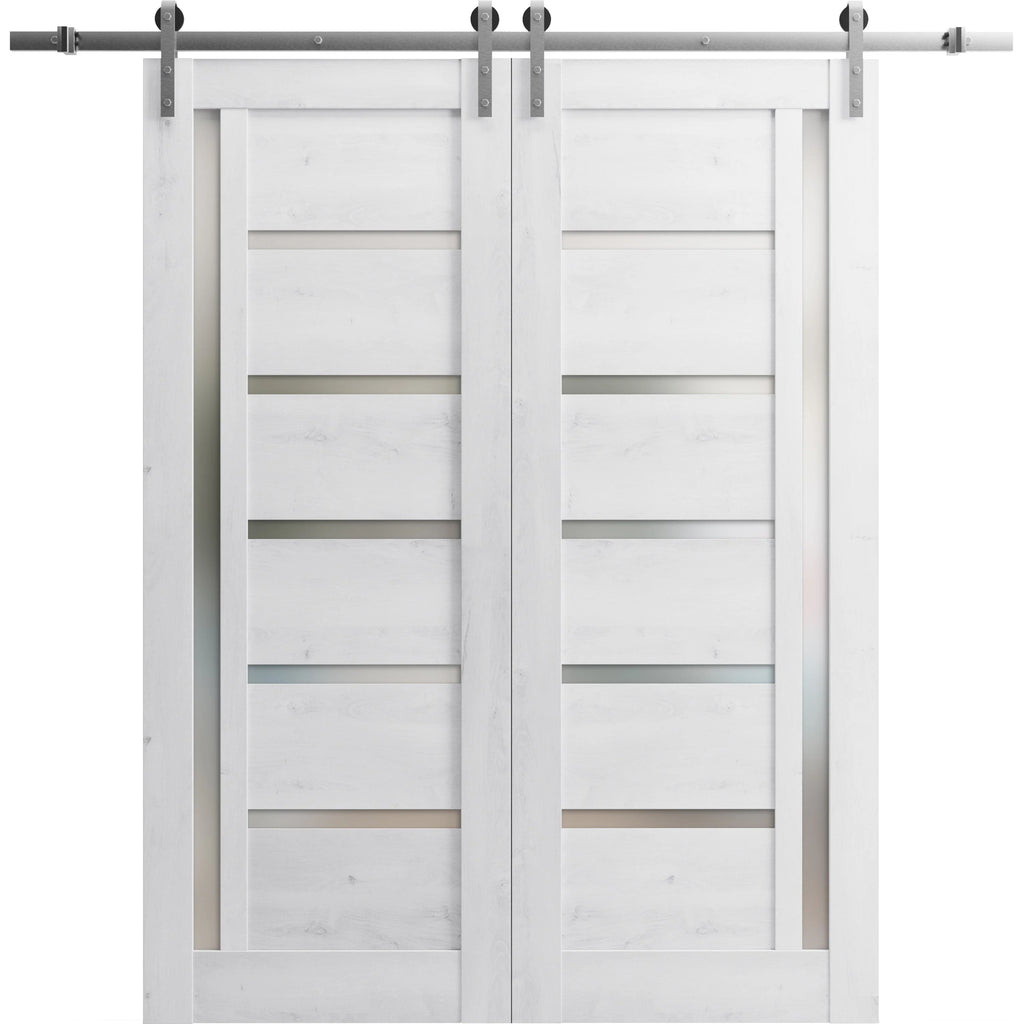 Double Barn Door 36 x 84 inches with Frosted Glass Q887259