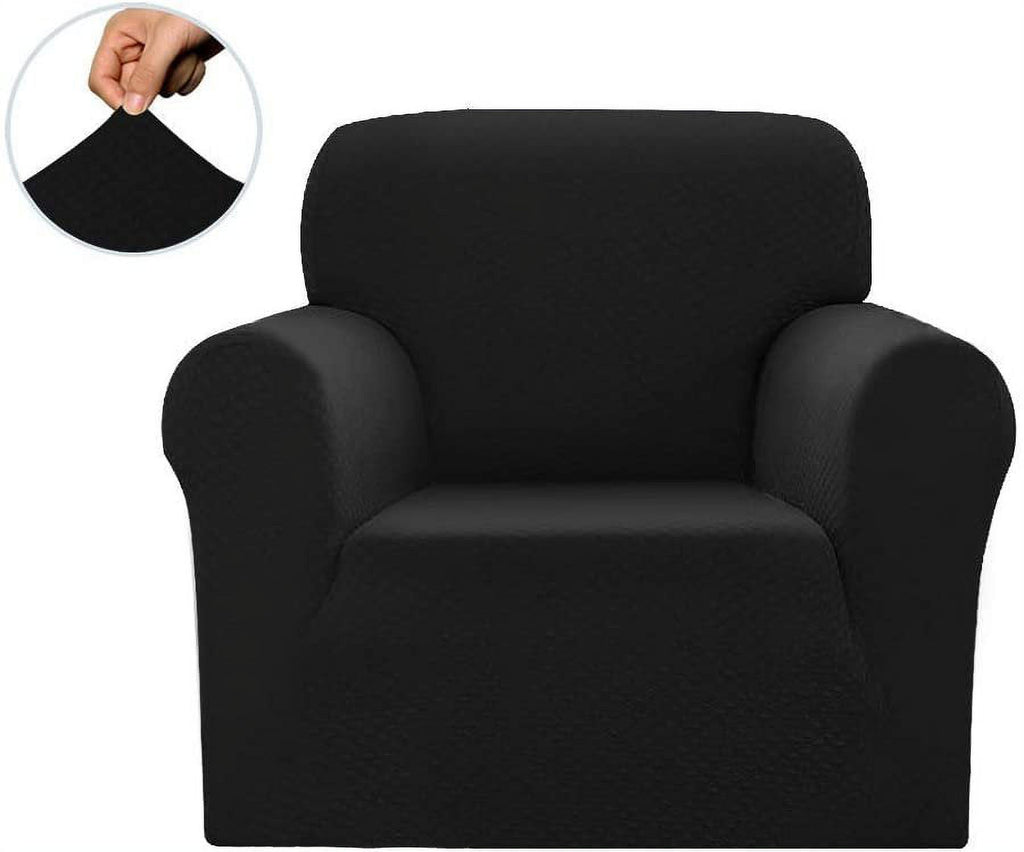 Black Polyester Spandex 3pc SlipCover Set for Sofa Loveseat Couch O2231