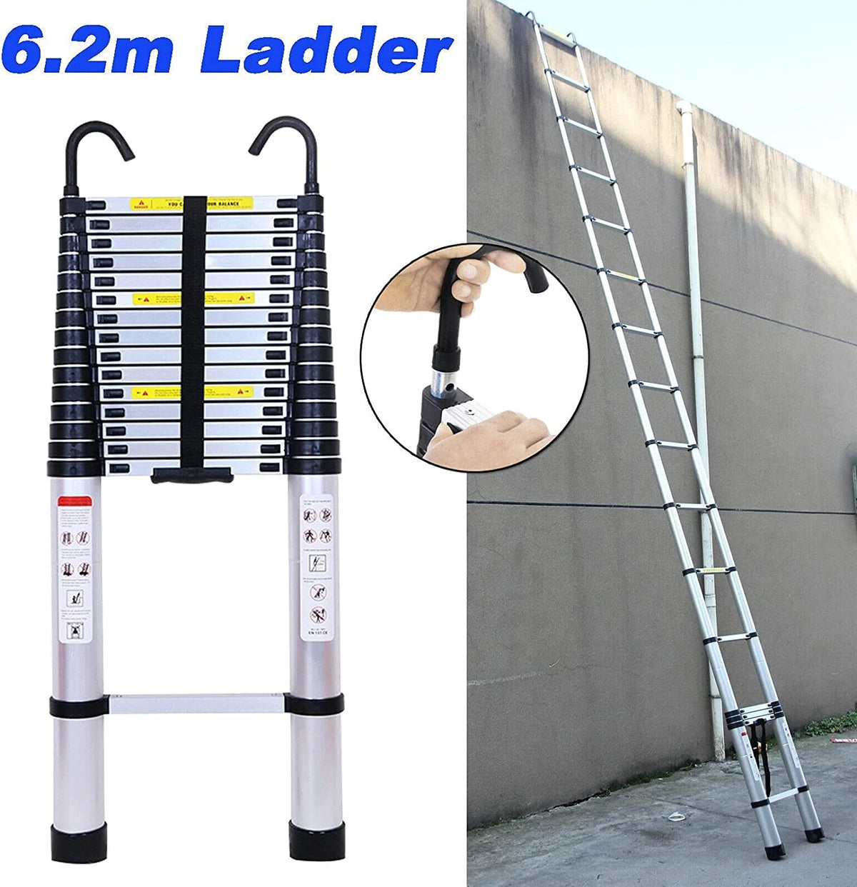 20.34 FT Aluminum Telescoping Multi-Position Ladder with Detachable Hook M539829