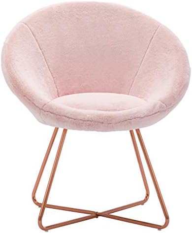 White Faux Fur Accent Chair with Golden Metal Legs 1 PCS T487697