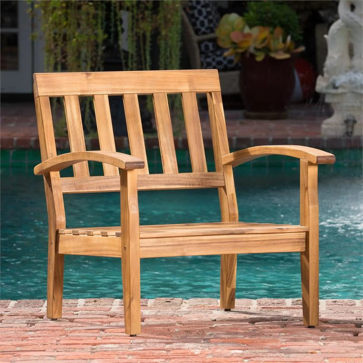 Outdoor Wooden Club Chairs with Beige Cushions Set of 2 K73889