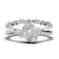 10K Solid White Gold Oval Cut Diamond Engagement Ring with Matching Band F770