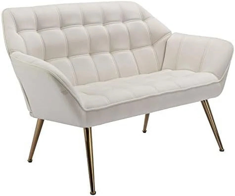 48" Small Fluffy Upholstered Loveseat Sofa with Wood Legs L864