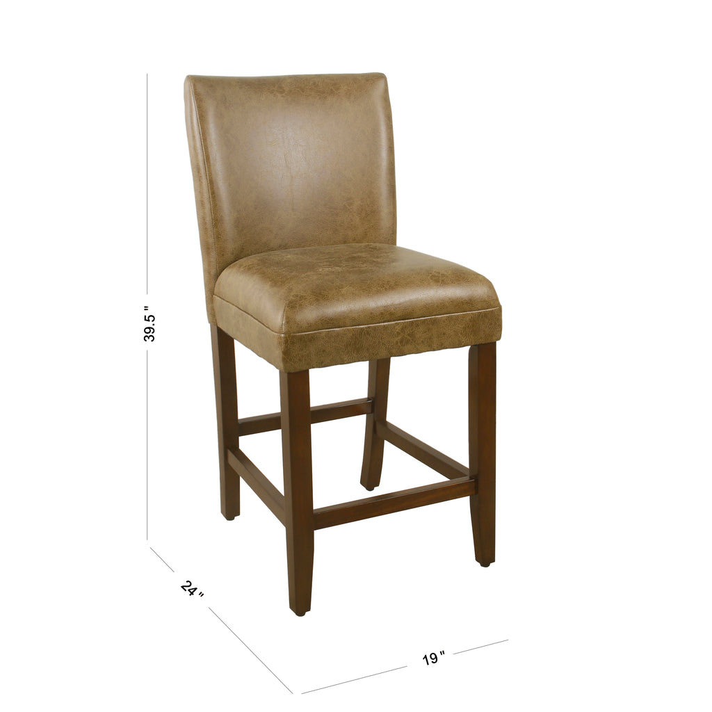 Distressed Brown Faux Leather Barstool X305