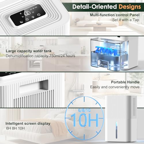 Portable Home Dehumidifier 91 OZ Tank White U171