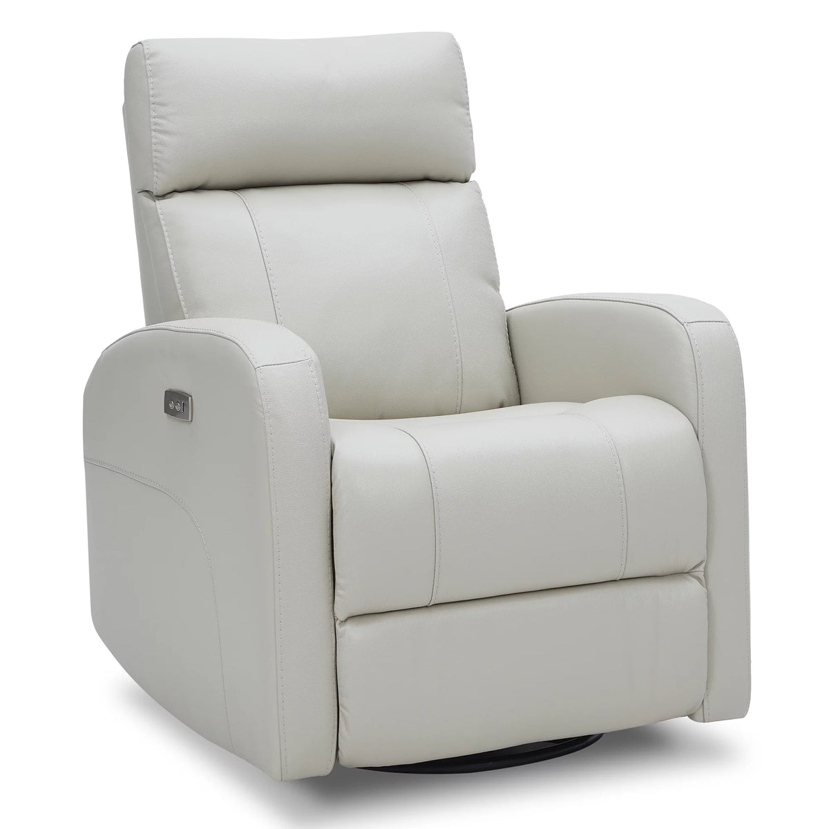 White Leather Power Swivel Glider Recliner W6069
