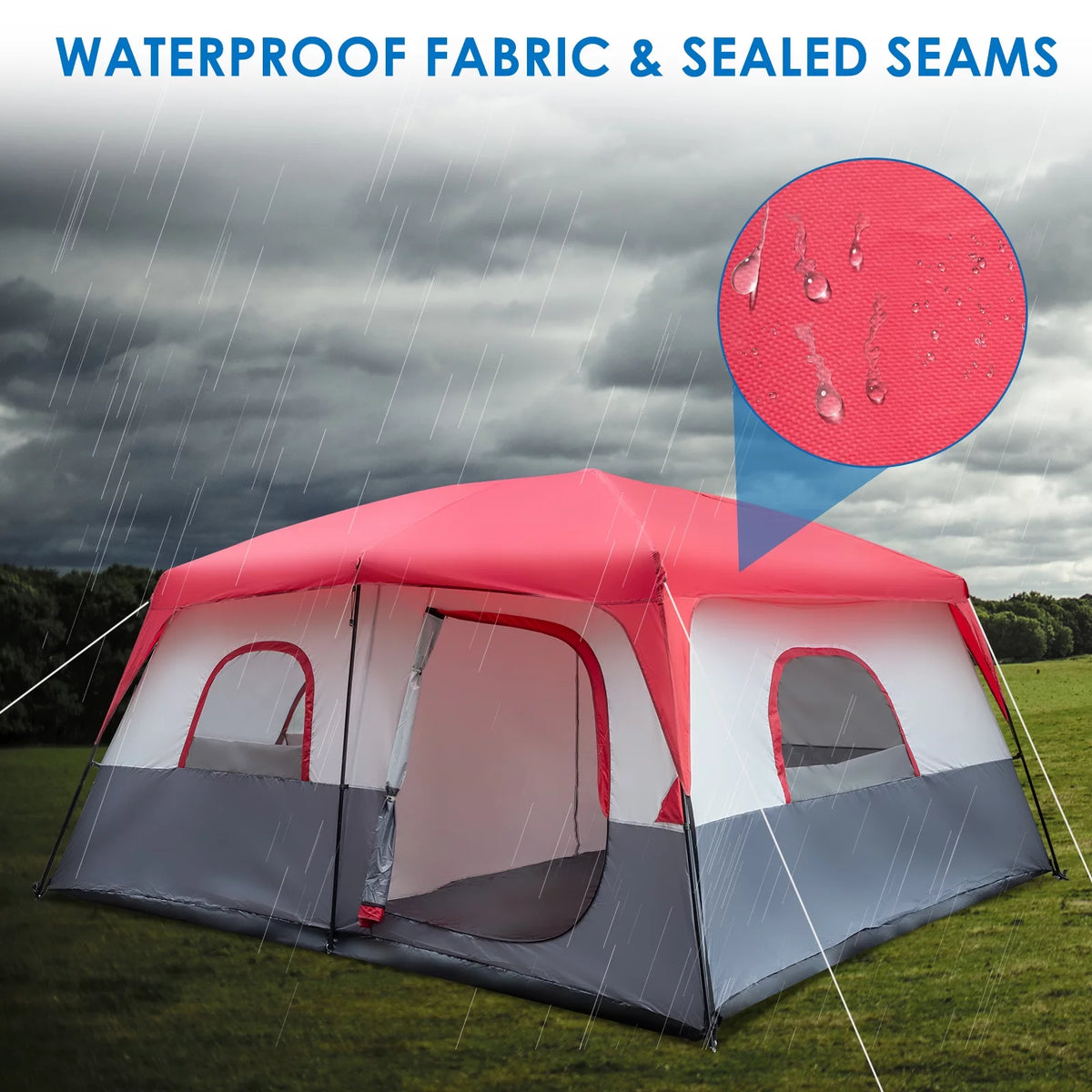 10 Person Waterproof Cabin Tent with Rainfly A166077
