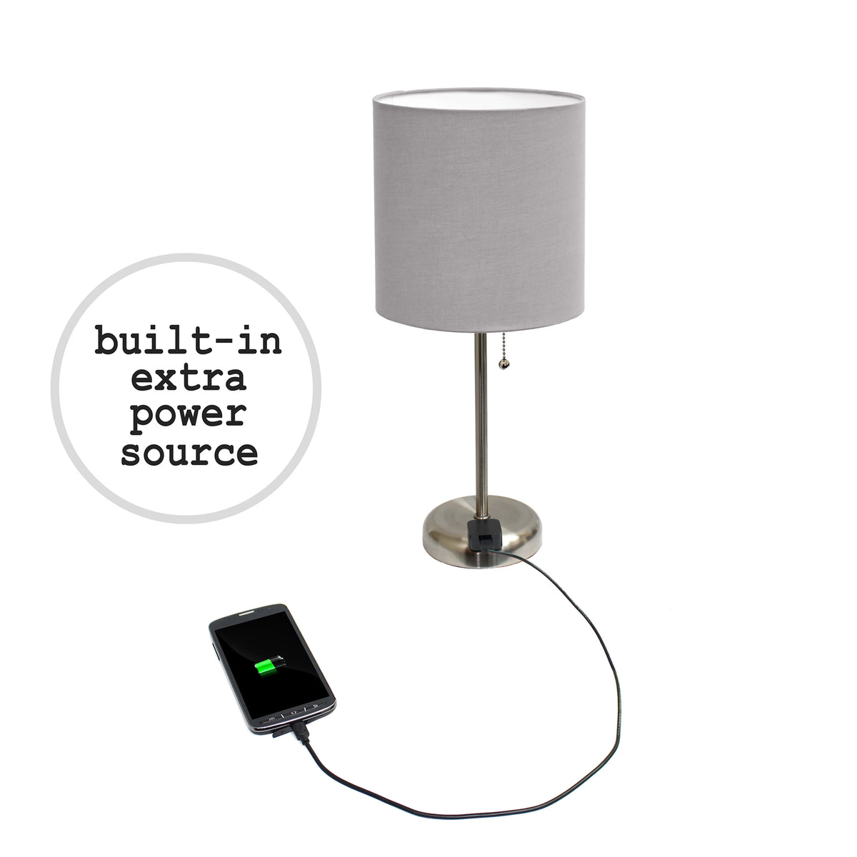 Stick Lamp with Outlet and Fabric Shade Two Pack Set U677210