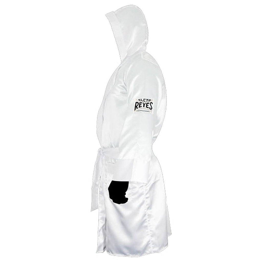 White Satin Boxing Robe with Hood H35096