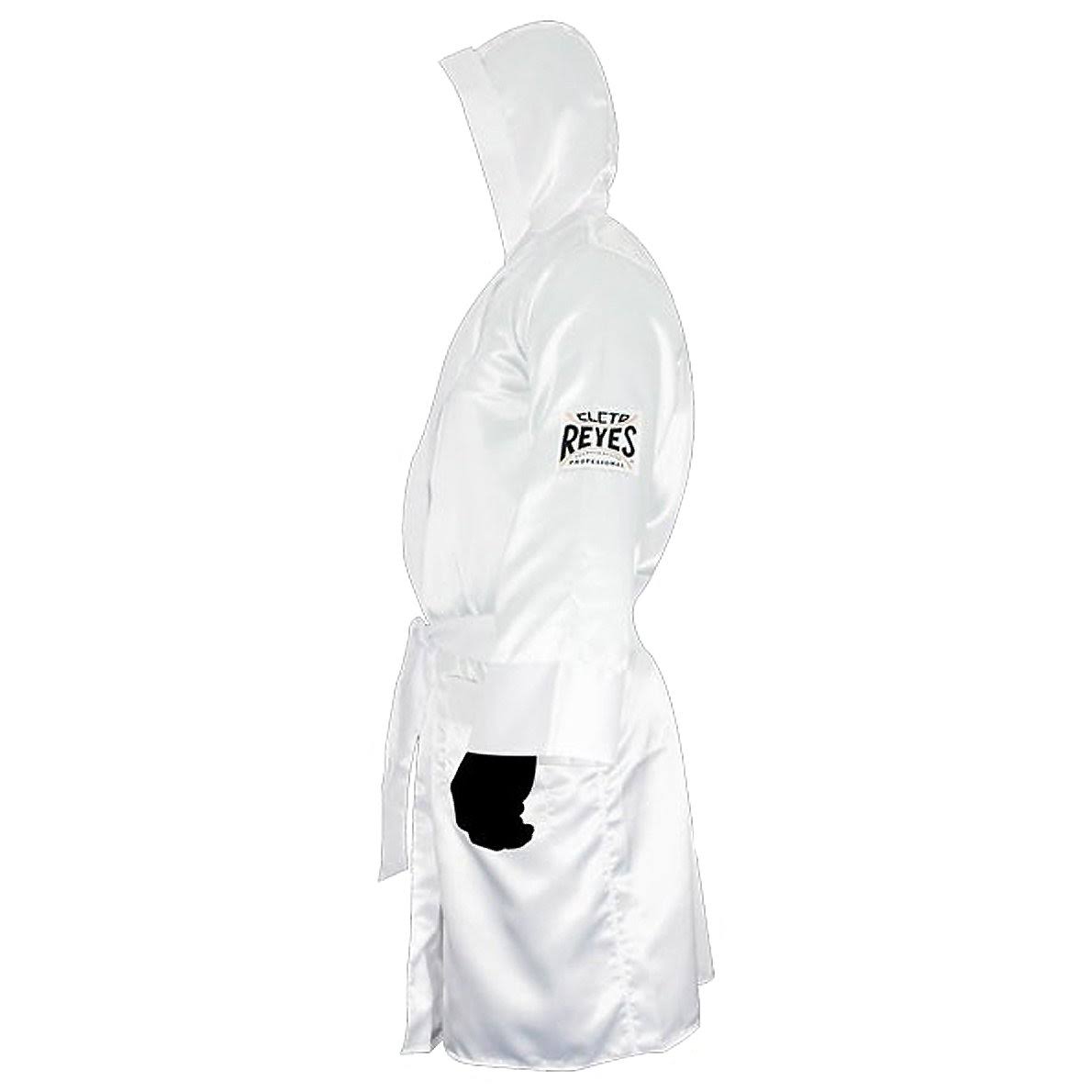 White Satin Boxing Robe with Hood H35096