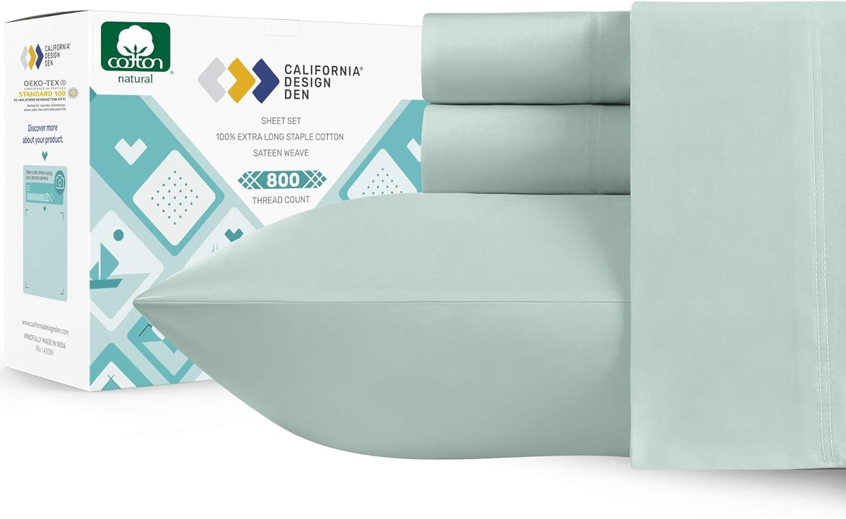 Split King 5Pc Cotton Sheet Set with 2 Twin-XL Fitted Sheets O972