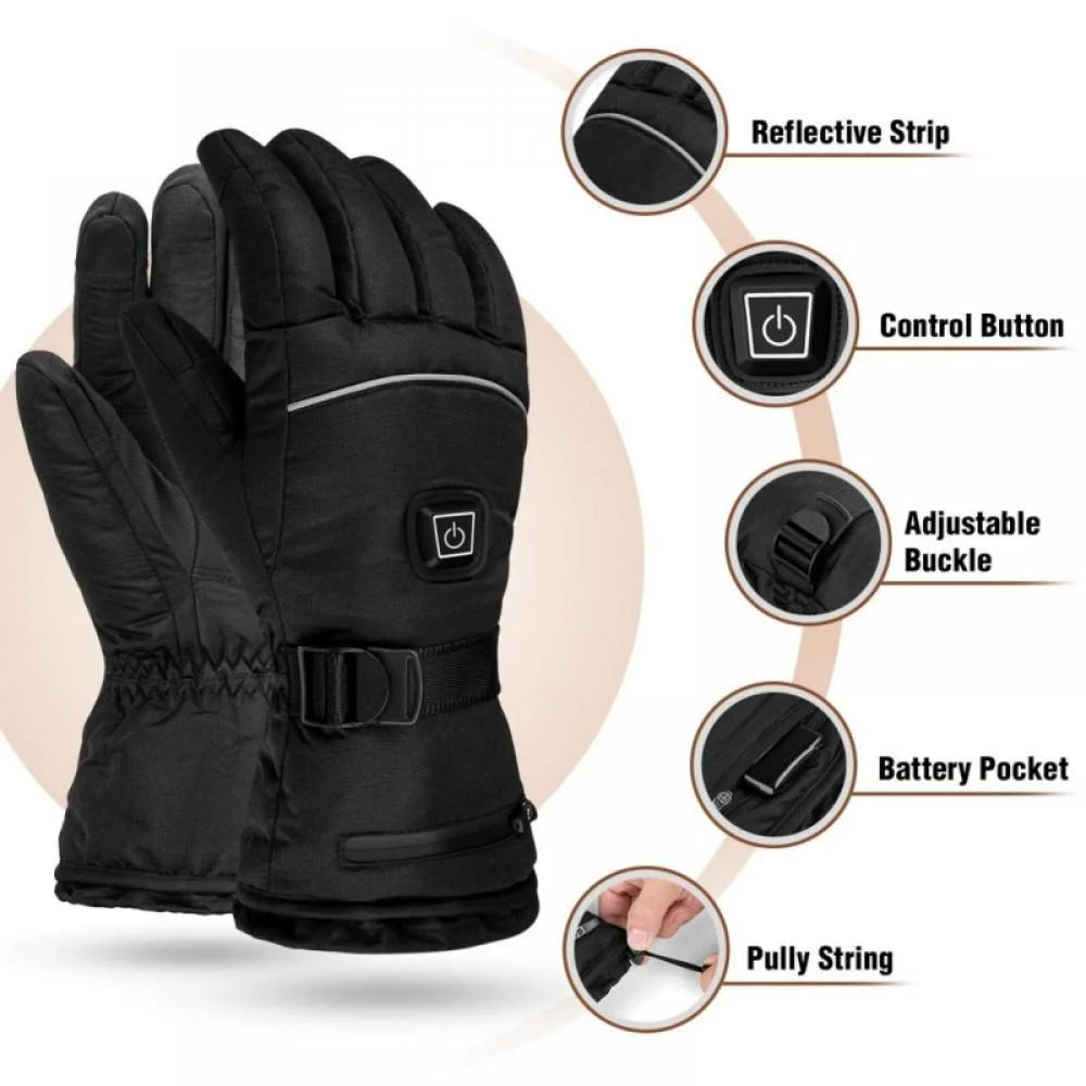 Electric Battery Heated Gloves, Waterproof Touchscreen, 3 Heating Mode Winter Warm Gloves W450974