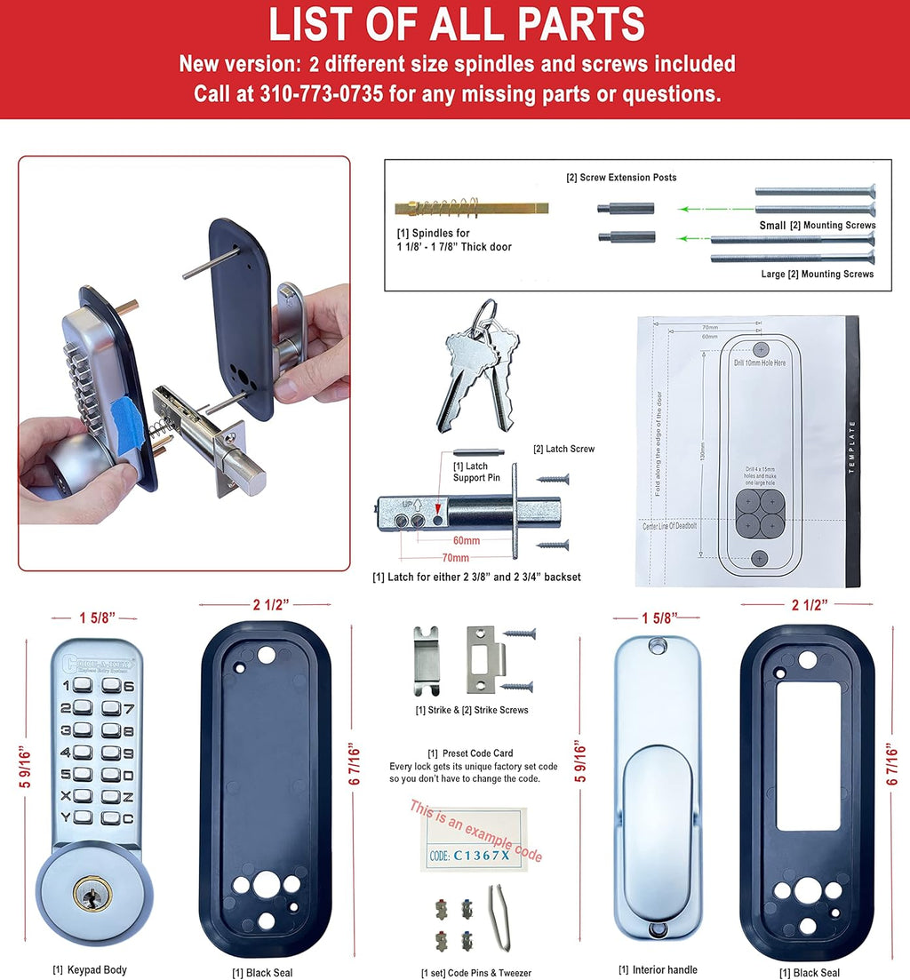 Chrome Mechanical Deadbolt Door Lock C1768