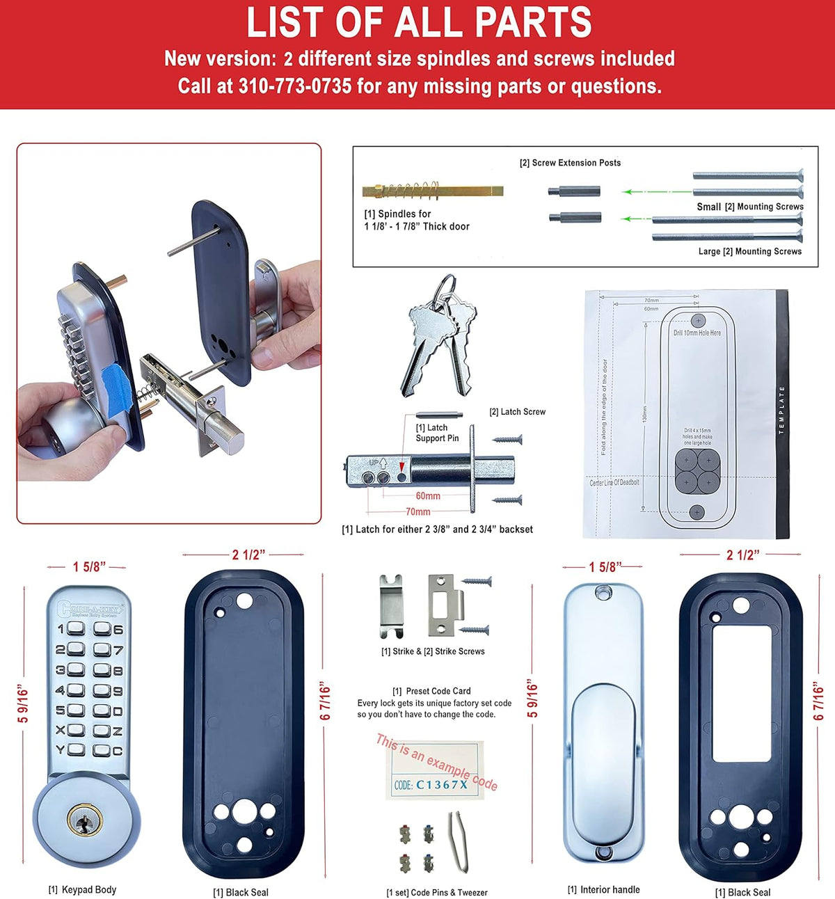 Chrome Mechanical Deadbolt Door Lock C1768