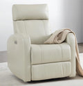 White Leather Power Swivel Glider Recliner W6069