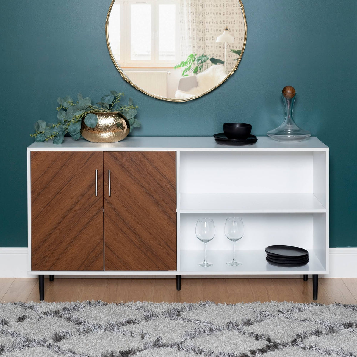 White / Ash Brown TV Console E1857