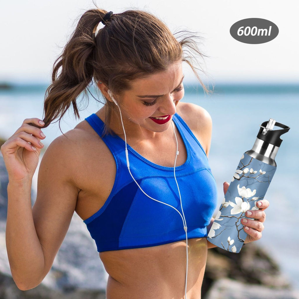 Blue Stainless Steel Insulated Water Bottle with Straw Lid A850