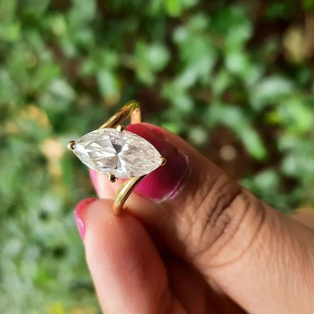 2Ct Marquise Cut Moissanite Solitaire Engagement Ring R977