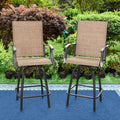 Set of 2 Black Brown Metal Swivel Barstools G429
