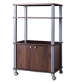 3-Tier Display Shelf Microwave Stand Cabinet with Rolling Wheel J841572