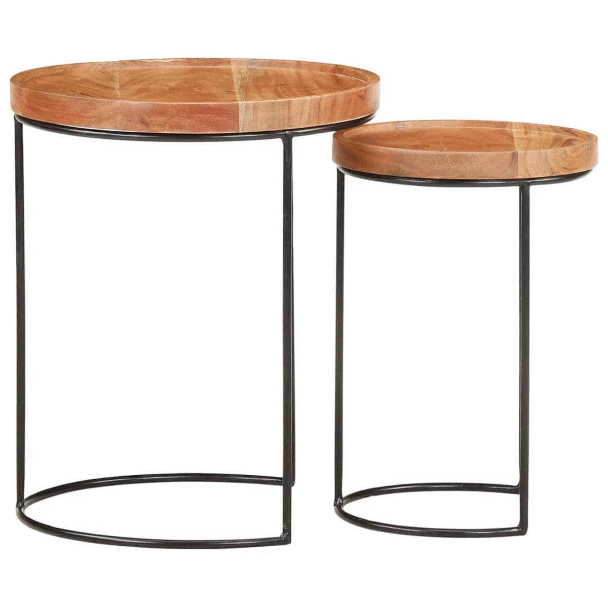 2 Piece Acacia Wood Round Top Coffee Table Set G498369
