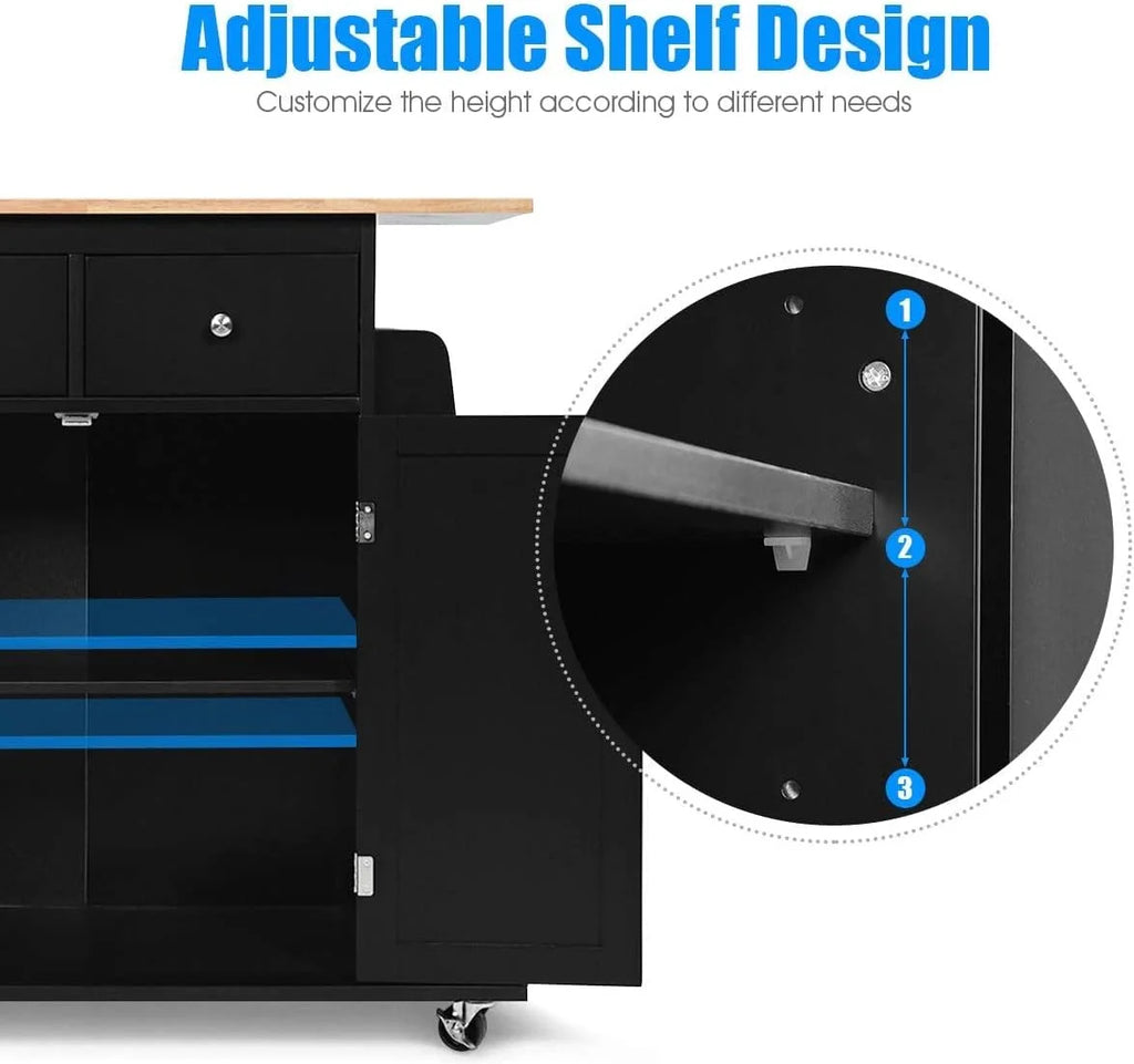 Black Wooden Kitchen Utility Cart with 2 Drawers Z649
