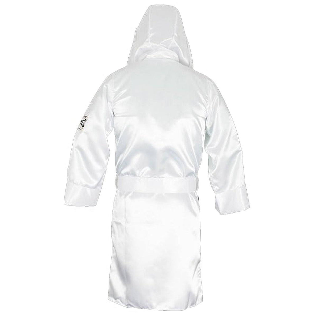 White Satin Boxing Robe with Hood H35096