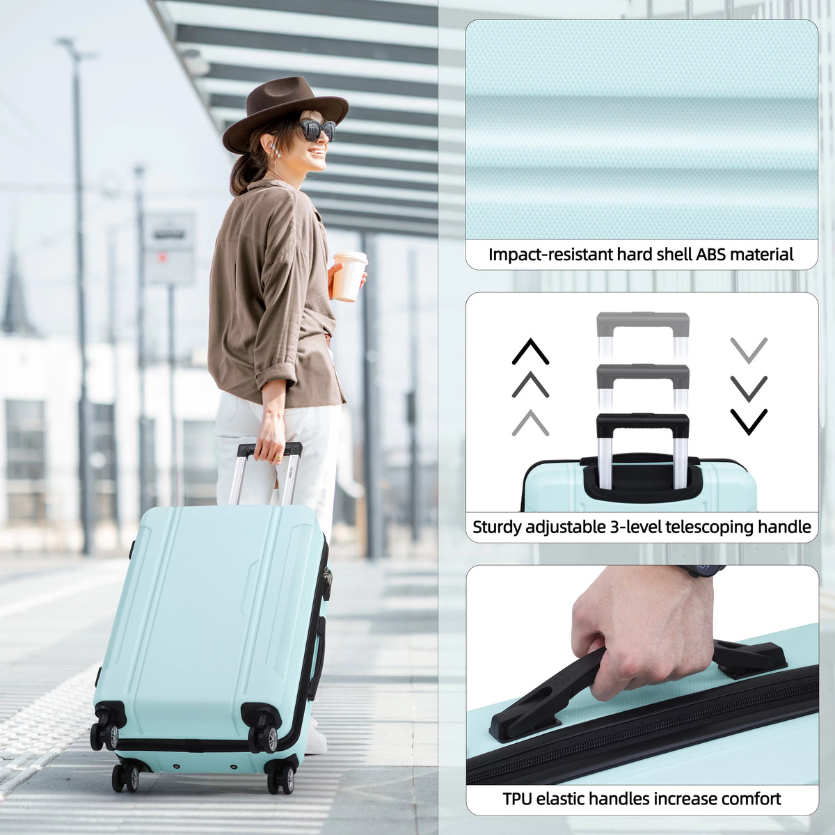 3 Piece Hard Shell Luggage Set with TSA Lock F1848