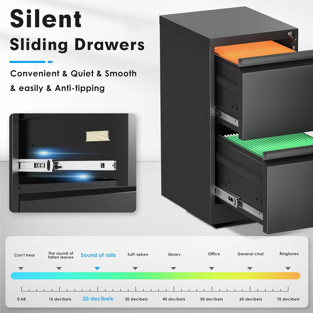 2 Drawer Metal Vertical File Cabinet with Lock S1883