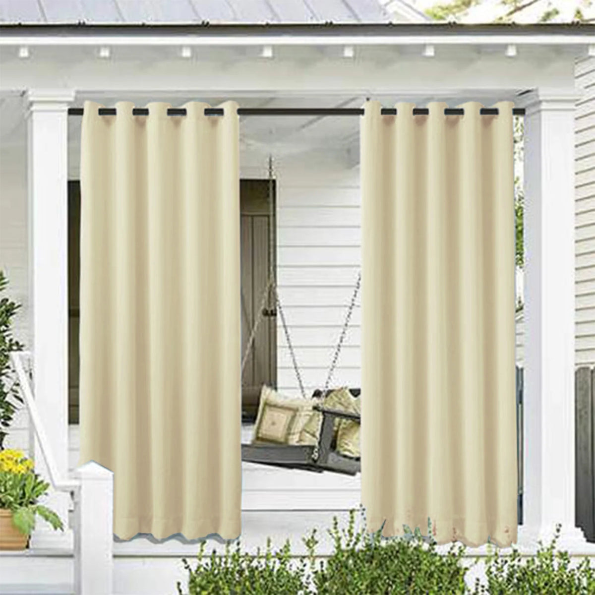 Blackout Outdoor Curtains 52*108 in 2 Panel Beige P556
