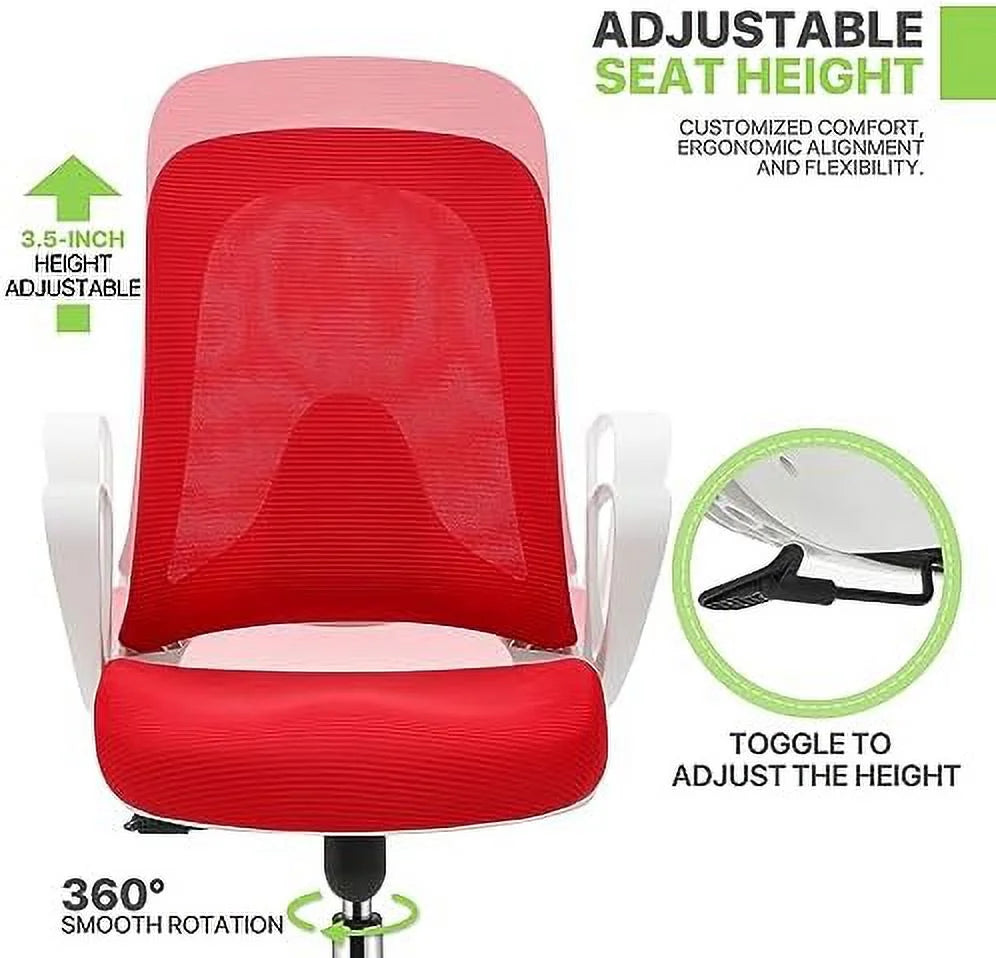 Red Mid-Back Mesh Ergonomic Office Chair L771492