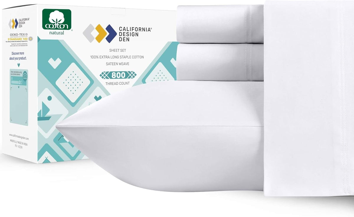 Split King 5Pc Cotton Sheet Set with 2 Twin-XL Fitted Sheets O972