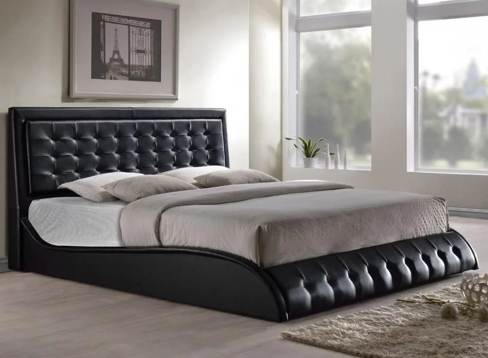 Black PU Upholstered Queen Bedroom Set 5Pcs G518