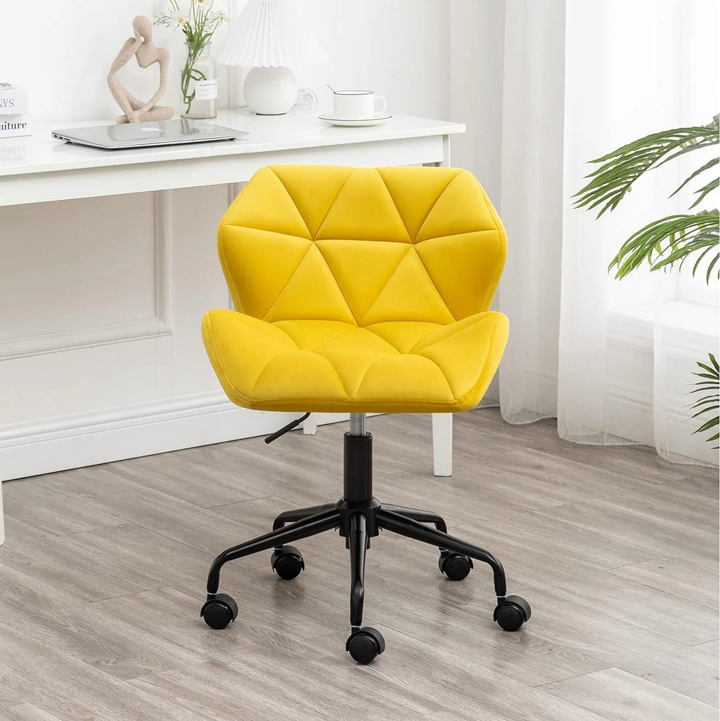 Yellow Tufted Adjustable Swivel Office Chair H4556