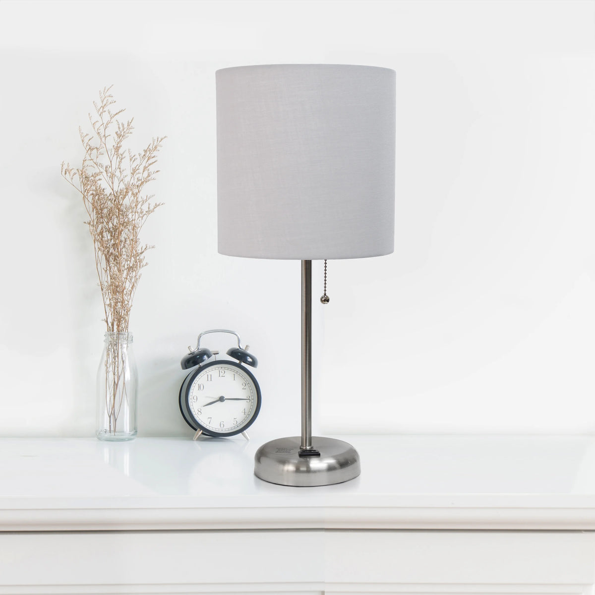Stick Lamp with Outlet and Fabric Shade Two Pack Set U677210