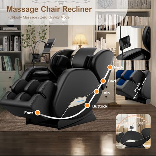 Black Full Body Zero Gravity SL-Track Shiatsu Massage Recliner Chair F243701