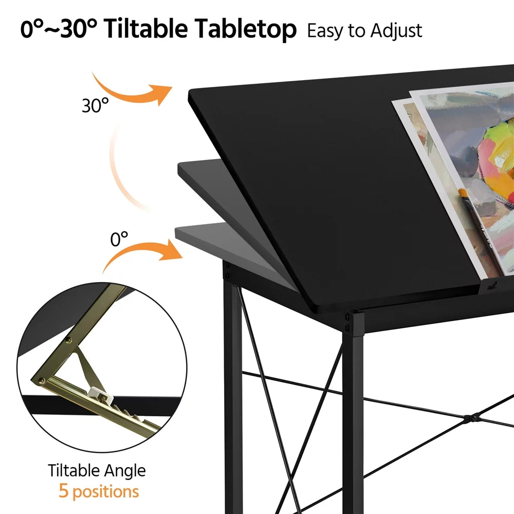 Black Adjustable Drafting Table X74588