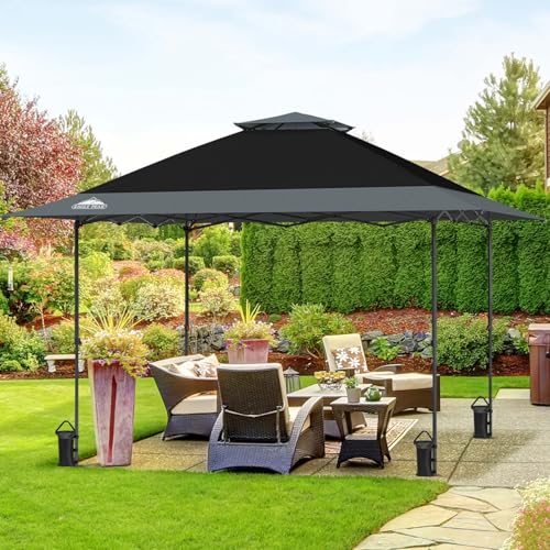 13x13 Pop Up Canopy Tent with Auto Extending Eaves Gray D744