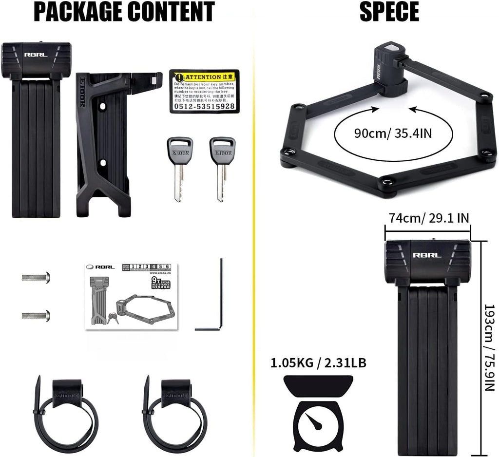 Compact Folding Bike Lock Pack of 2 X954561