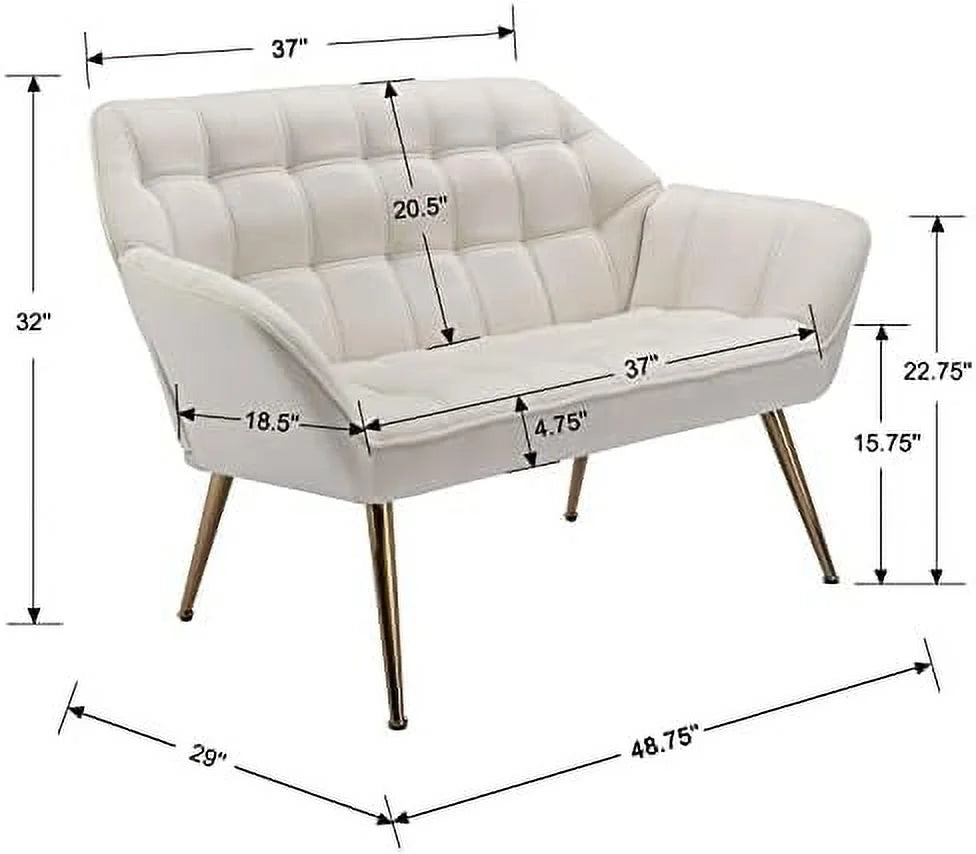 48" Small Fluffy Upholstered Loveseat Sofa with Wood Legs L864