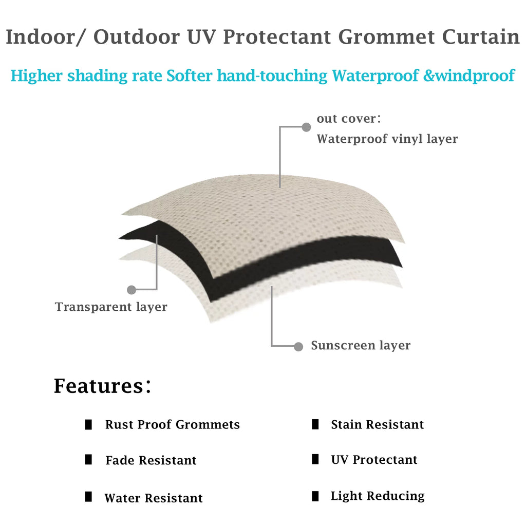 Blackout Outdoor Curtains 52*108 in 2 Panel Beige P556
