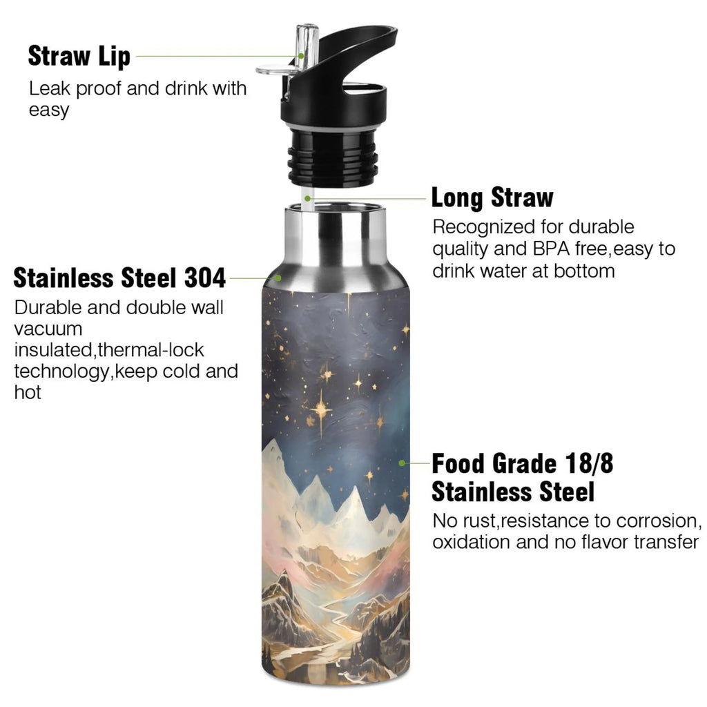Stainless Steel Insulated Water Bottle with Straw Lid V37659