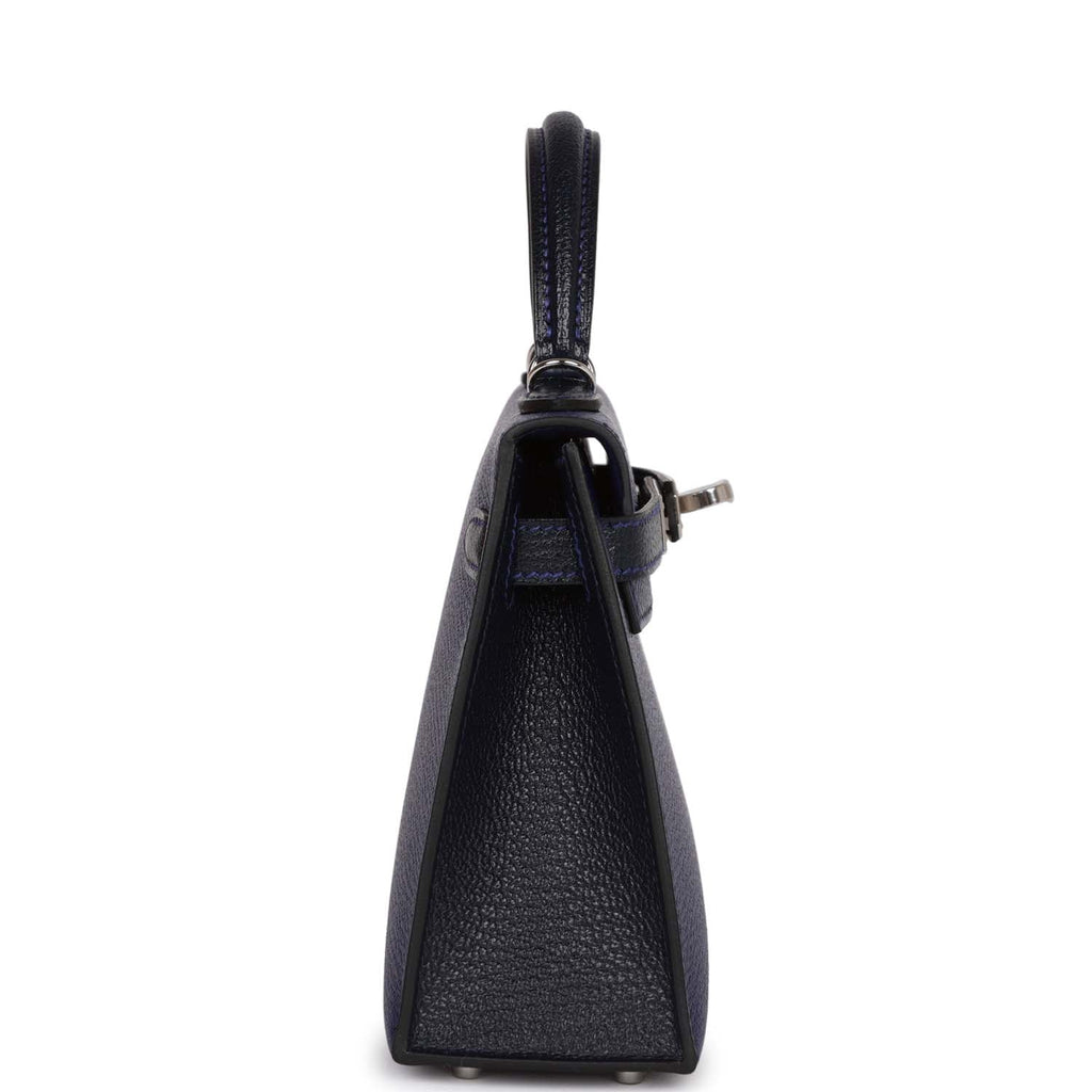 Bleu Encre and Bleu Indigo Chevre Mysore Bag K578