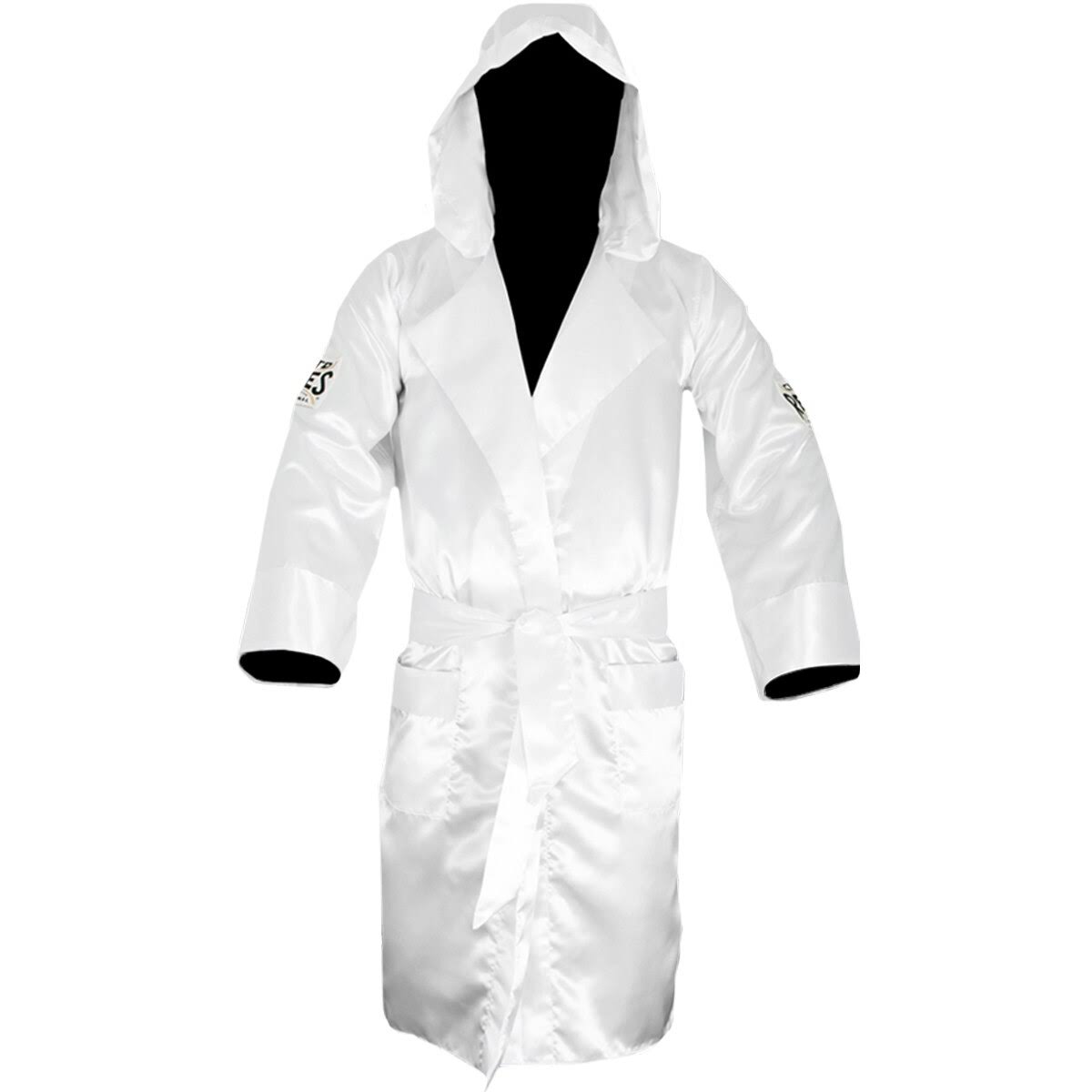 White Satin Boxing Robe with Hood H35096