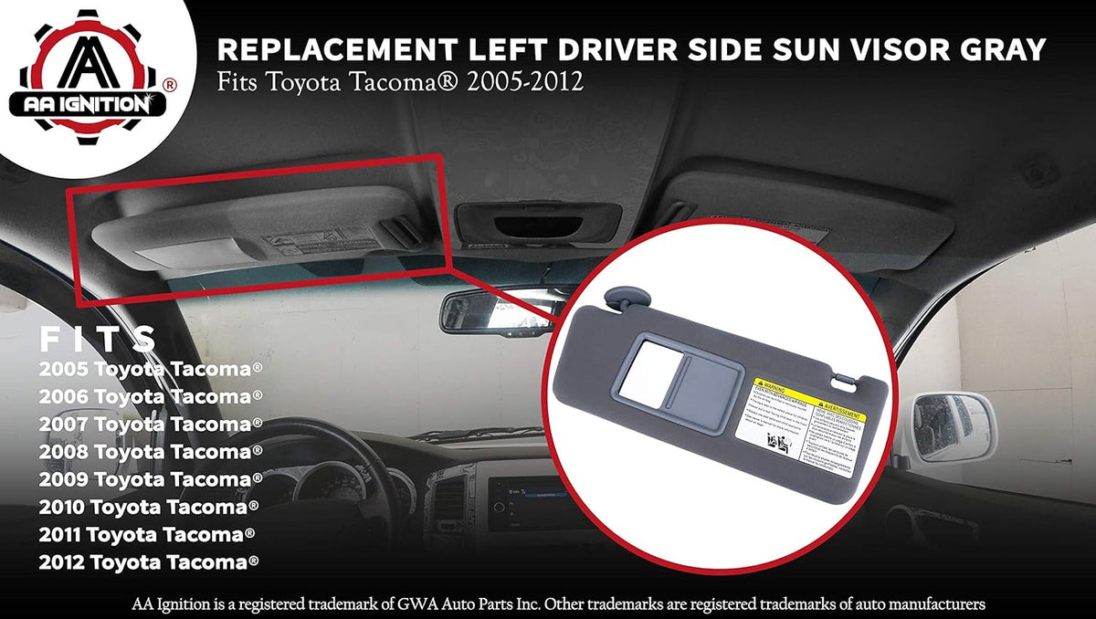 Left Driver Side Sun Visor Gray Without Light Pack of 2 C2310