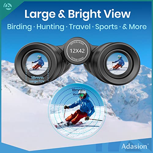 12x42 HD Waterproof Binoculars with Phone Adapter and Tripod O2792