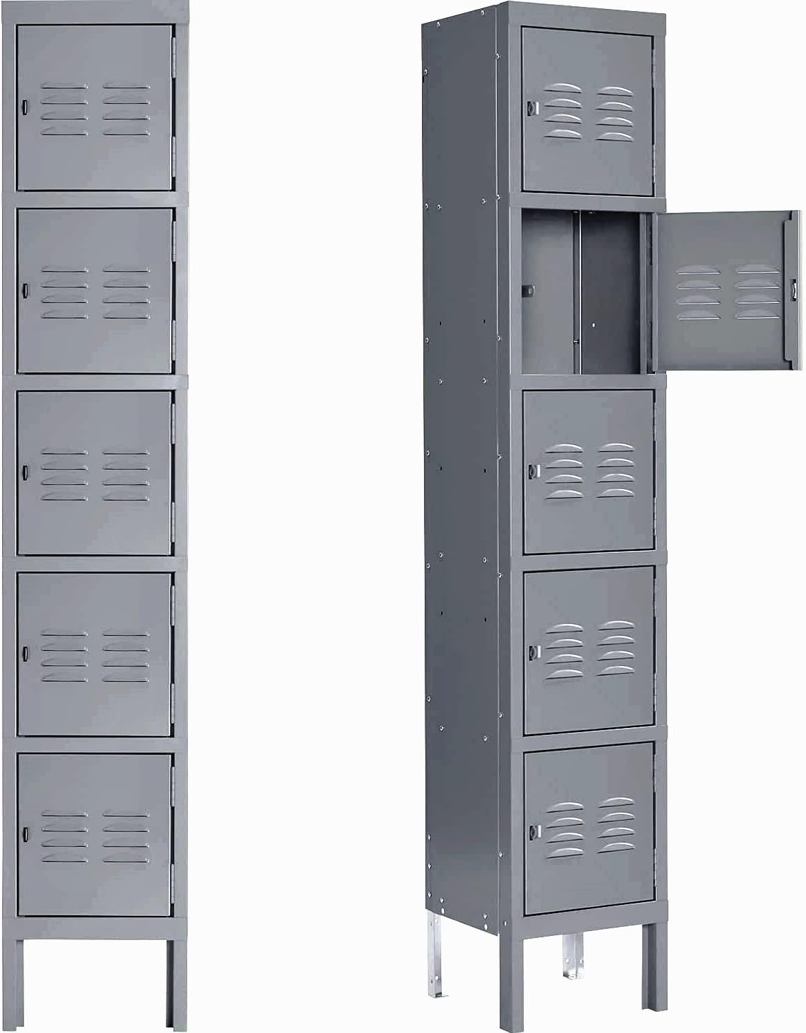 5-Tier Steel Grey Storage Cabinet Locker with 5 Doors K14861