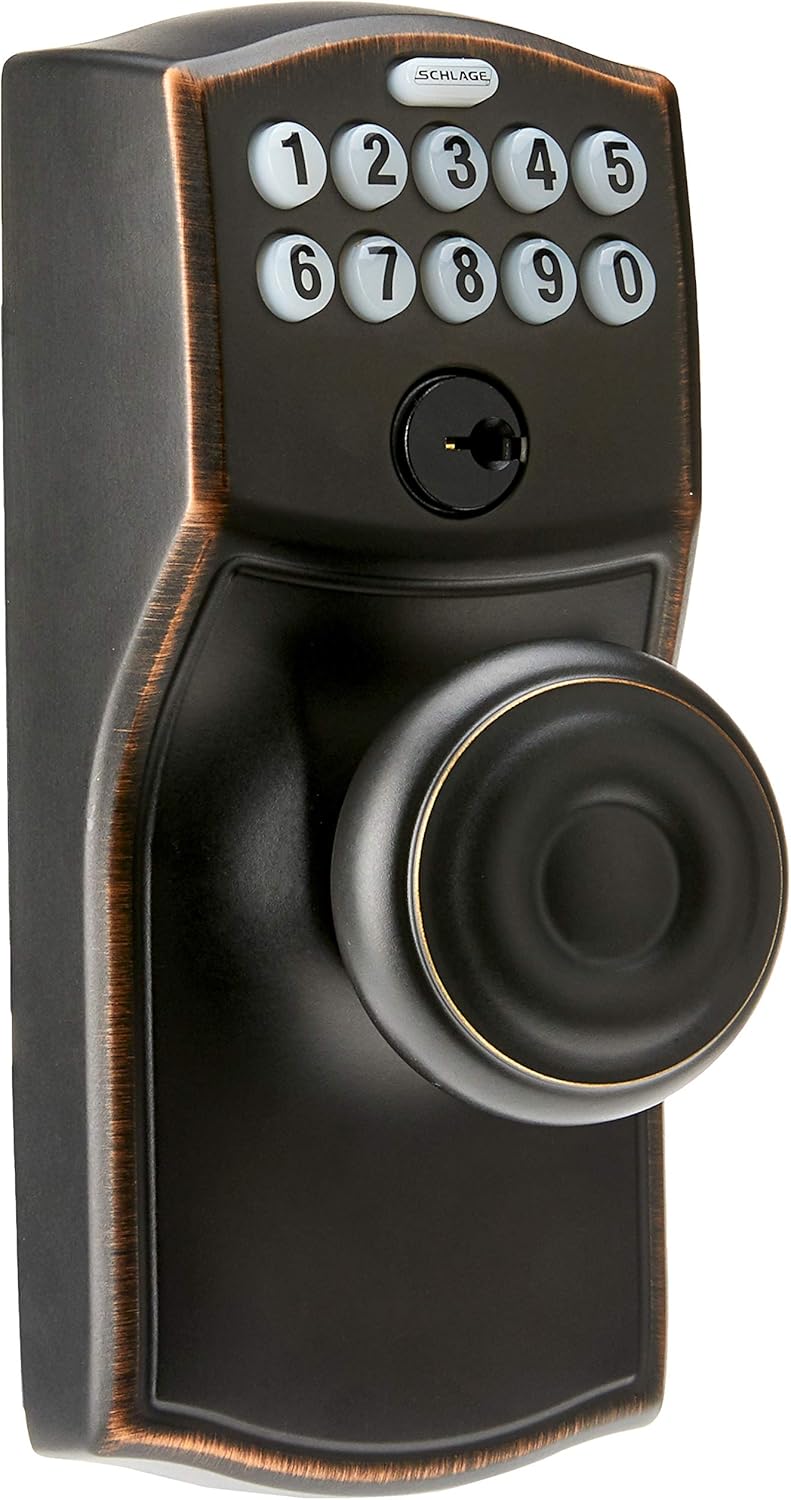 Aged Bronze Keypad Knob with Flex Lock V408463