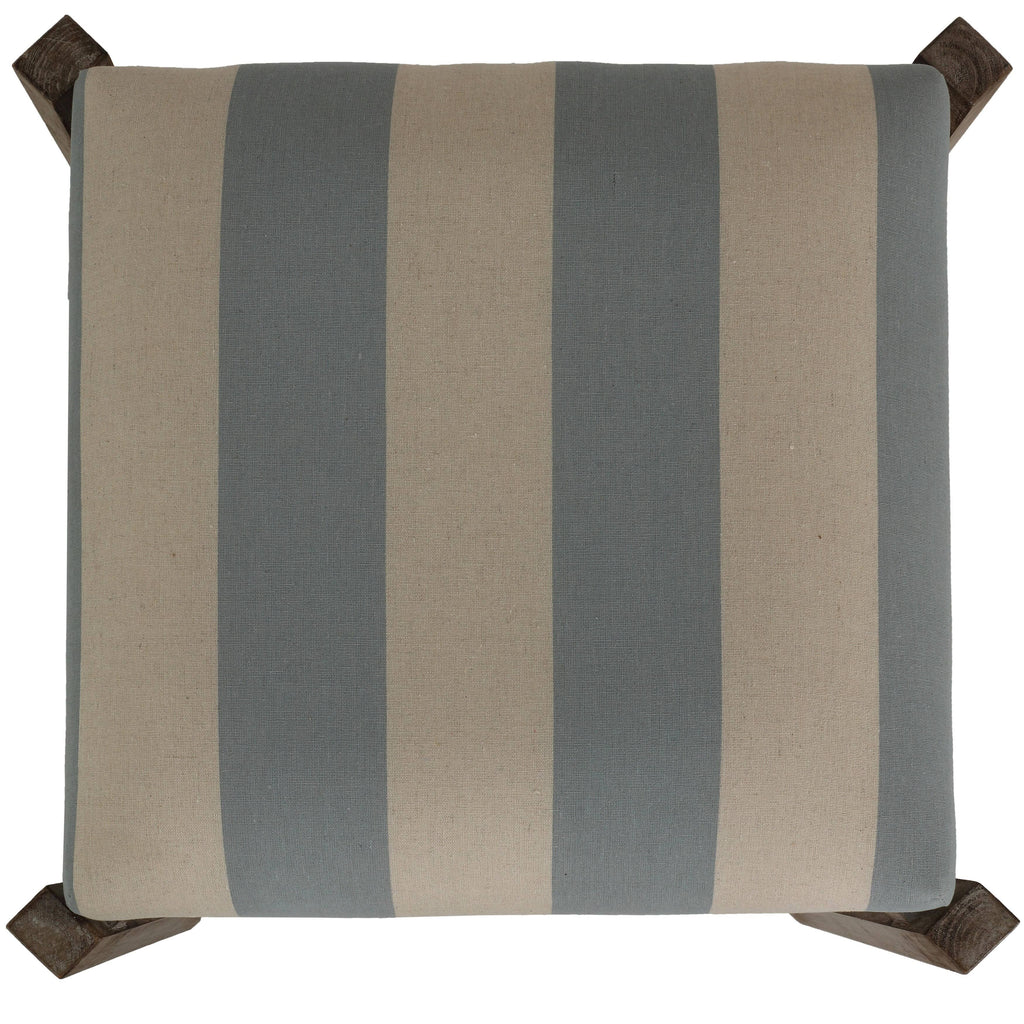 Blue and White Striped Square Ottoman K476797